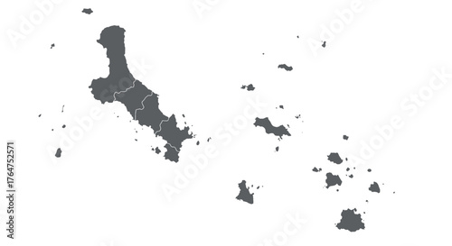 Detailed map design of sporades and surrounding islands in greece