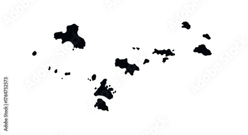 Hawaii archipelago black silhouette on white background