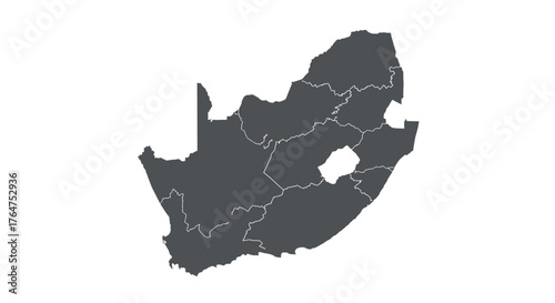 South africa map with provinces outline in silhouette style