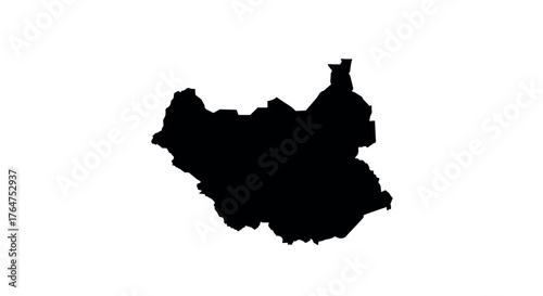 Bold silhouette map of south sudan for geographical themes