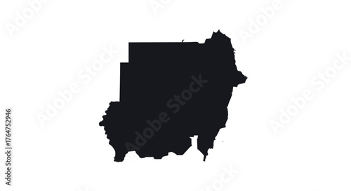 Sudan map silhouette on simple white background