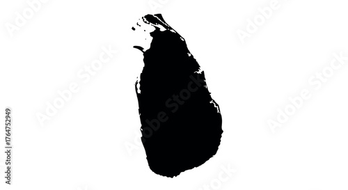 Silhouette map of sri lanka on white background