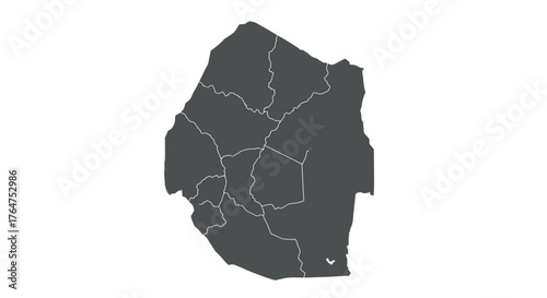 Map of eswatini with administrative divisions and borders
