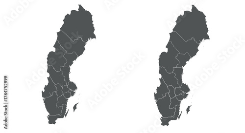 Detailed political outline map of sweden with regions