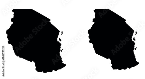 Tanzania map silhouettes: mainland and zanzibar outlines for geographical design projects