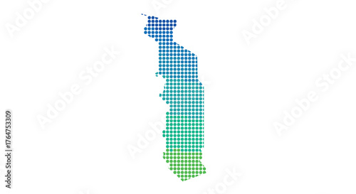Dotted gradient map of togo in modern halftone style