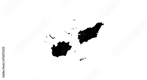 Silhouette map of fiji islands on white background