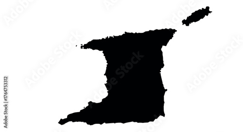 Silhouette outline of trinidad and tobago island map for geography enthusiasts