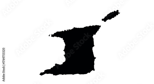 Silhouette map of trinidad and tobago: simple black and white design