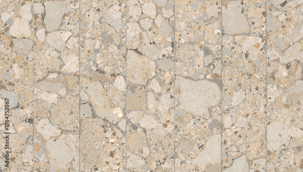 Obraz premium Vector background featuring terrazzo mosaic ceramic tiles with colorful granite and quartz stone fragments