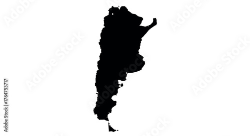 Black silhouette map of argentina on white background