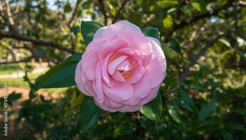 Beautiful pink camellia blossom