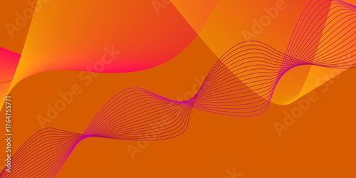Abstract colorful orange curve background. Abstract color flowing wave with stylized blended line art background. Orange abstract geometric background with curve wave lines .

