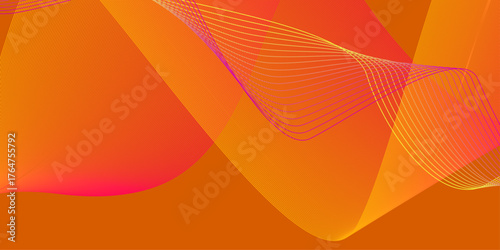 Abstract colorful orange curve background. Abstract color flowing wave with stylized blended line art background. Orange abstract geometric background with curve wave lines .

