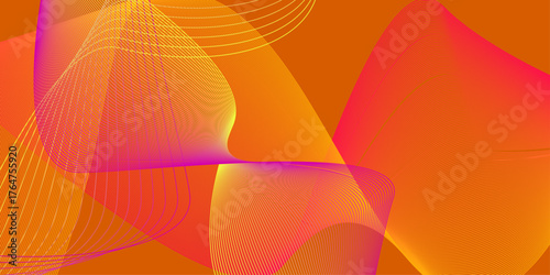 Abstract colorful orange curve background. Abstract color flowing wave with stylized blended line art background. Orange abstract geometric background with curve wave lines .


