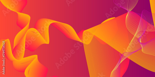 Abstract colorful orange curve background. Abstract color flowing wave with stylized blended line art background. Orange abstract geometric background with curve wave lines .

