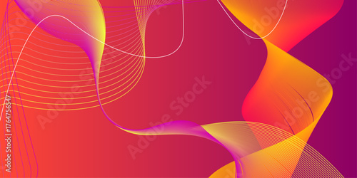 Abstract colorful orange curve background. Abstract color flowing wave with stylized blended line art background. Orange abstract geometric background with curve wave lines .

