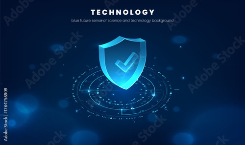 Horizontal techno background illustration security shield protection