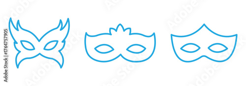 Mask superhero or carnival bandit burglar vector icon set. Black masquerade costume eye mask silhouette hidden villain scammer face.