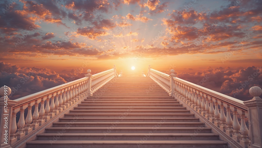 Fototapeta premium Steps ascending towards a celestial sky