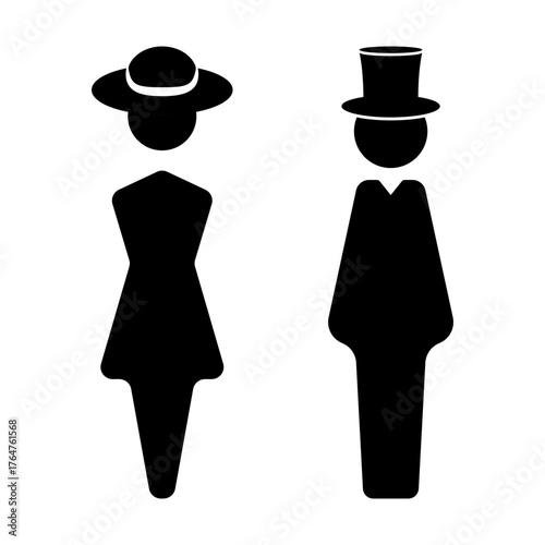 Vintage Man and Woman Silhouette Vector Illustration. Perfect for restroom signs, fashion design, retro projects, invitations or graphic decor.