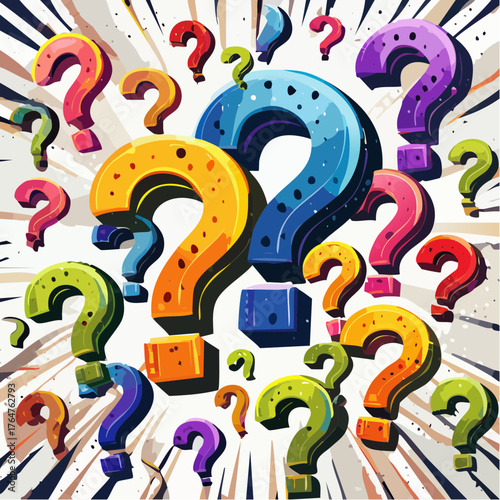 Viele bunte Fragezeichen