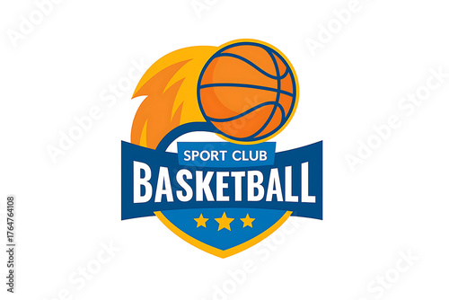 Basketball Sport Club Logo | Dynamic Orange and Blue Basketball Emblem Design