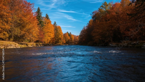 A peaceful river scene with...