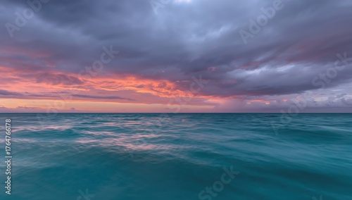 Sunset over the water with ...