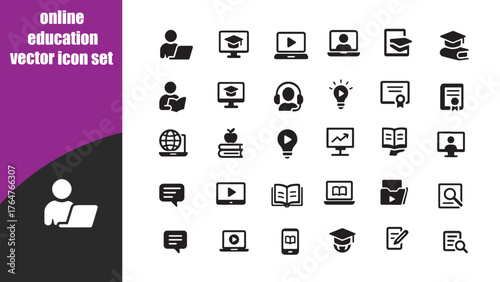 online education icon set