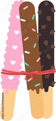 리본으로 묶여있는 아기자기한 빼빼로 3종