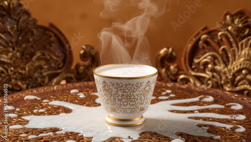 Steaming milk served in a mug