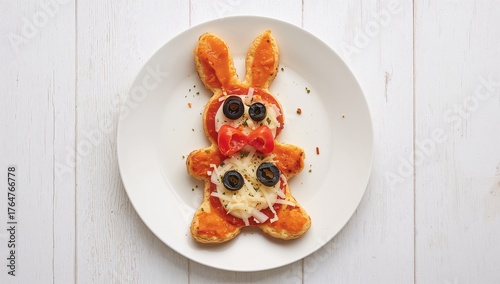 A small bunny-shaped pizza ...