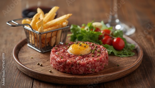Raw beef tartare served wit...