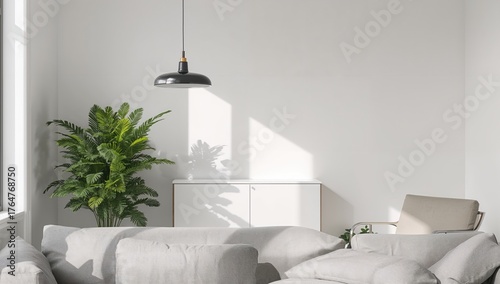 Light fixture over a white ...