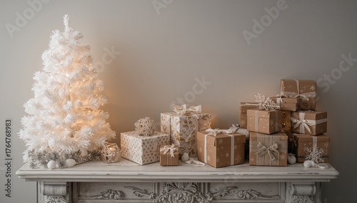 Rustic brown and white pres...