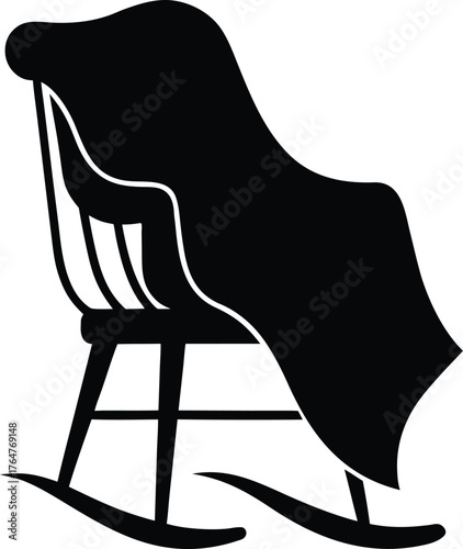 Rocking chair silhouette with blanket isolated on white background isolated on transparent background