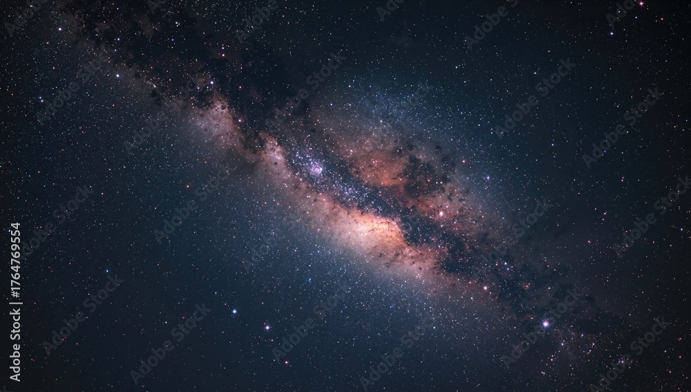 Fototapeta premium Star-filled night with the Milky Way stretching across the sky