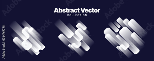 set of white gradient rounded square, glass morphic element, transparent element, vector abstract minimalist and futuristic style