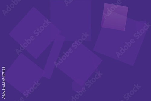 Abstract Geometric Purple Background Dynamic Arrangement of Transparent Squares Rectangles and Circles Modern Digital Art Vector Illustration for Contemporary Projects