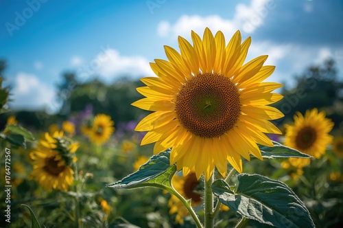 Helianthus Blooming Among G...