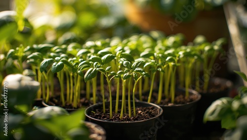 Fresh basil shoots ready fo...