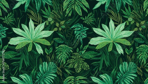 Dark background tropical le...