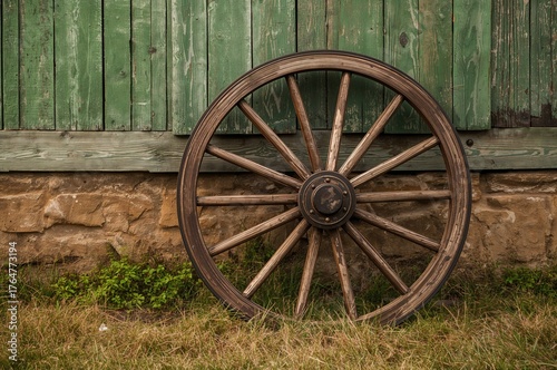 Antique wooden wagon wheel ...