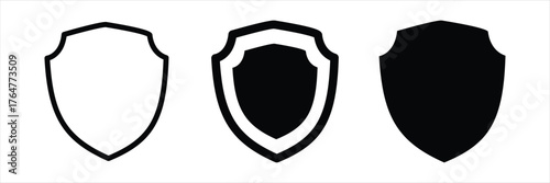 Shield silhouette icon set. shield security icon collection vector. 