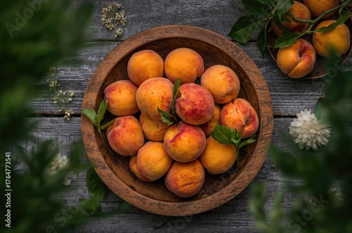 Top-down view of ripe apric...