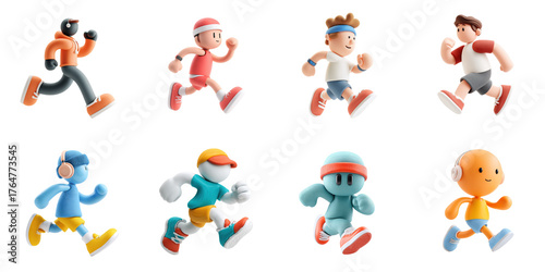 Running 3d model png collection transparent for workout and exercise presentation.