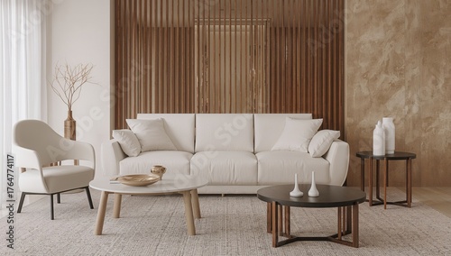 A three-seater couch in whi...