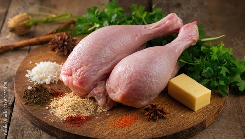 Uncooked poultry drumsticks...