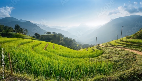 Terraced paddies in a mount...